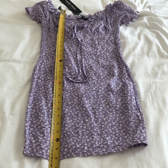 Purple floral off-shoulder mini dress. Size 6. - Picture 14 of 14